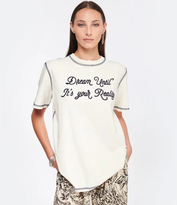 site pas cher Golden Goose Tee-shirt Journey Regular Coton Écru 4