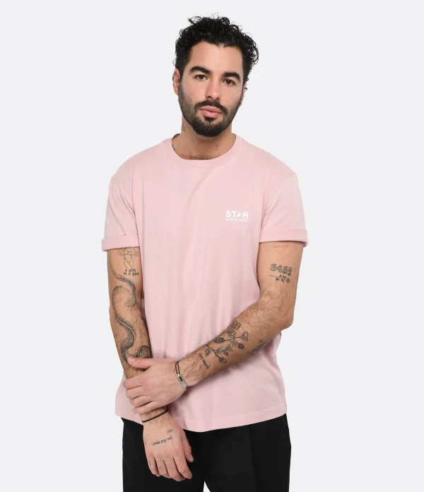 Golden Goose Tee-shirt Star Homme Coton Rose jusqu'à 5