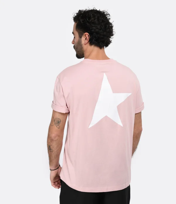 Golden Goose Tee-shirt Star Homme Coton Rose jusqu'à 6