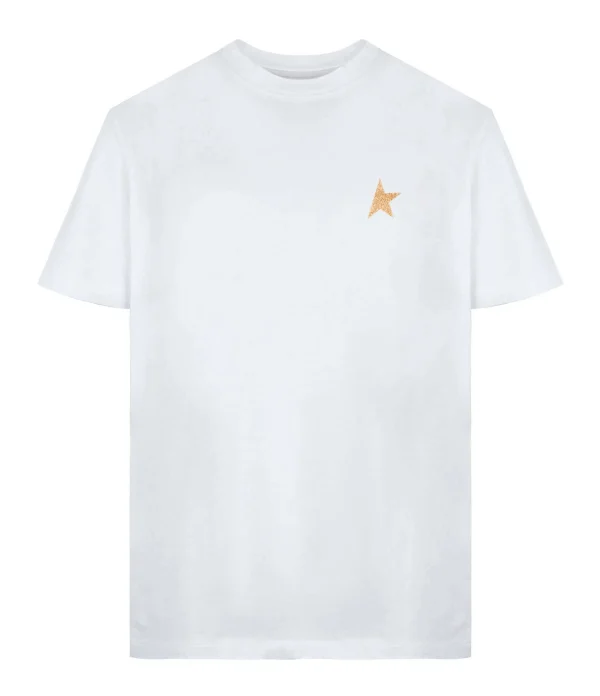 Golden Goose Tee-shirt Étoile Coton Blanc Doré grossiste en ligne 1