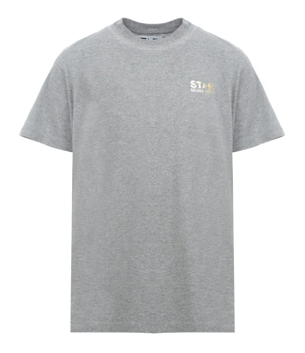 Golden Goose Tee-shirt Big Star Coton Gris Doré Prix très abordable 1