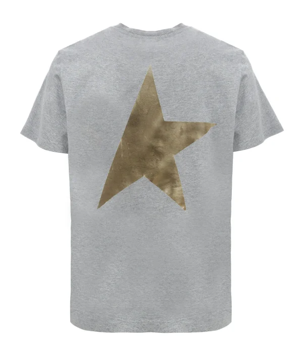 Golden Goose Tee-shirt Big Star Coton Gris Doré Prix très abordable 3