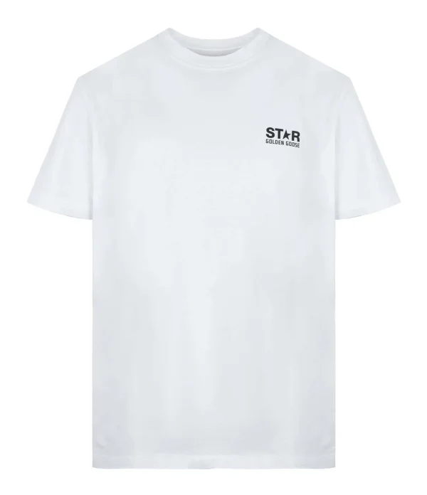 Golden Goose Tee-shirt Big Star Coton Blanc Noir solde en ligne 1