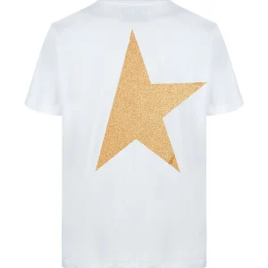 magasin paris Golden Goose Tee-shirt Big Star Coton Blanc Doré 10