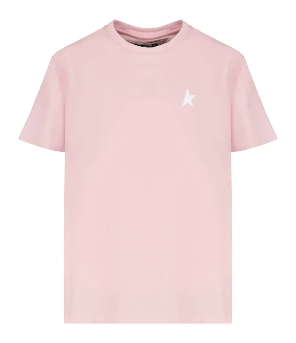 soldes officiel Golden Goose Tee-shirt Étoile Coton Rose Blanc 1