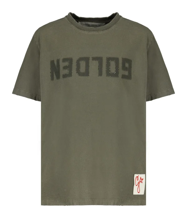 Golden Goose Tee-shirt Golden Coton Vert Olive excellent qulity 1