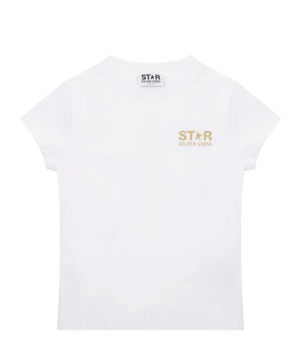 Prestation Et Rapide Golden Goose Tee-shirt Enfant Star Coton Blanc Doré 1