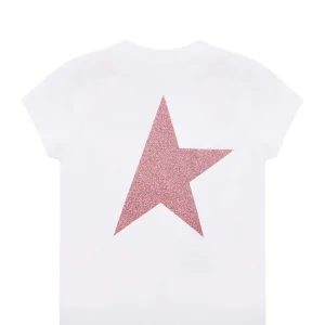 dernières Golden Goose Tee-shirt Star Enfant Coton Blanc Rose 6