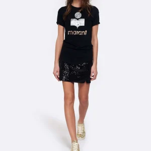 magasin en ligne MARANT ÉTOILE Tee-shirt Koldi Lin Noir Argenté Rose 12