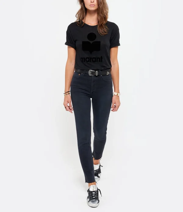 REMISE allant MARANT ÉTOILE Tee-shirt Koldi Logo Lin Noir 6