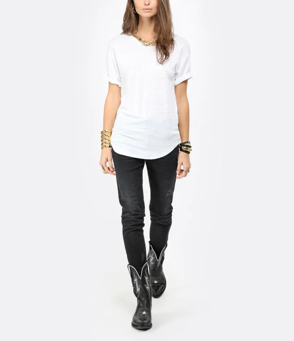 MARANT ÉTOILE Tee-shirt Koldi Uni Lin Blanc marque pas cher en ligne 5