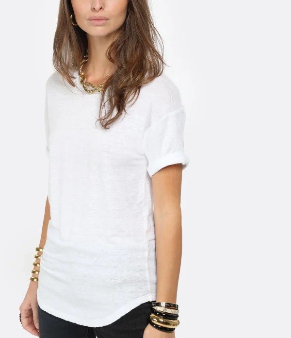 MARANT ÉTOILE Tee-shirt Koldi Uni Lin Blanc marque pas cher en ligne 4