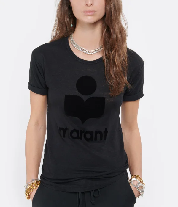 REMISE allant MARANT ÉTOILE Tee-shirt Koldi Logo Lin Noir 4