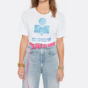 MARANT ÉTOILE Tee-shirt Zewel Lin Blanc Bleu magasin en ligne france 11