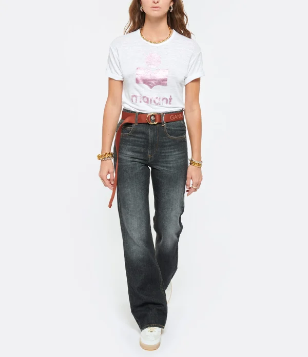 en solde MARANT ÉTOILE Tee-shirt Koldi Lin Blanc Rose 5