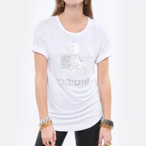 soldes ligne MARANT ÉTOILE Tee-shirt Koldi Lin Blanc Argenté 12