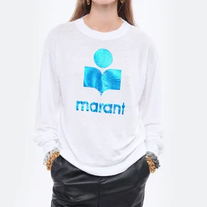 MARANT ÉTOILE Tee-shirt Klowia Lin Blanc Bleu boutique en ligne france 12