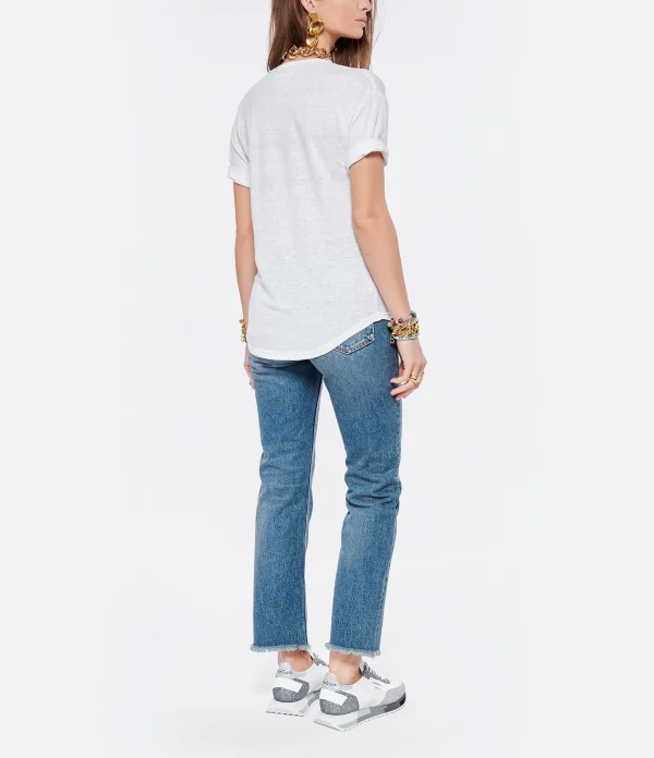 MARANT ÉTOILE Tee-shirt Koldi Lin Blanc Bleu beauté 6