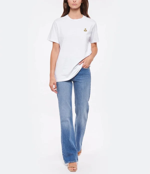 MARANT ÉTOILE Tee-shirt Zewel Coton Organique Blanc Kaki france 6