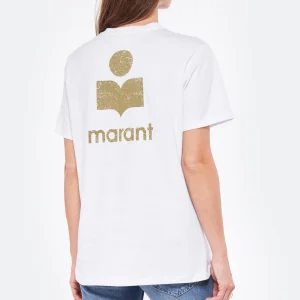 MARANT ÉTOILE Tee-shirt Zewel Coton Organique Blanc Kaki france 11