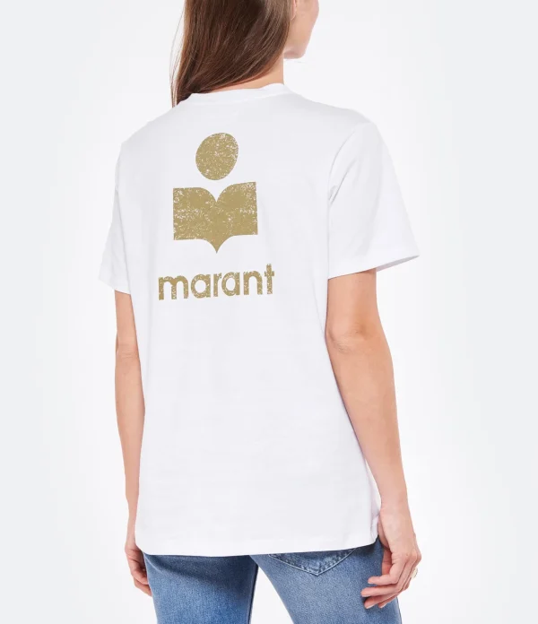 MARANT ÉTOILE Tee-shirt Zewel Coton Organique Blanc Kaki france 4