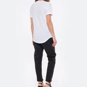 MARANT ÉTOILE Tee-shirt Koldi Lin Blanc Noir prix pas cher 16