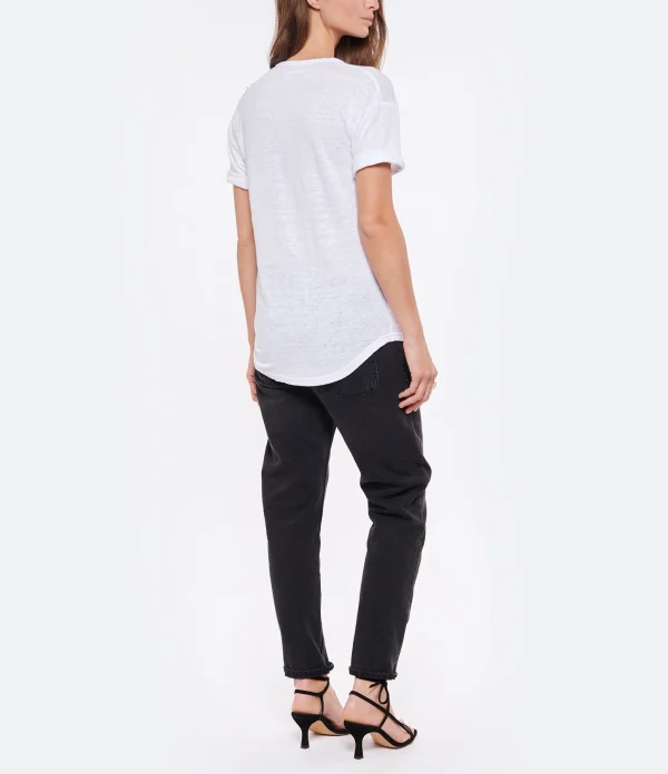 MARANT ÉTOILE Tee-shirt Koldi Lin Blanc Noir prix pas cher 6