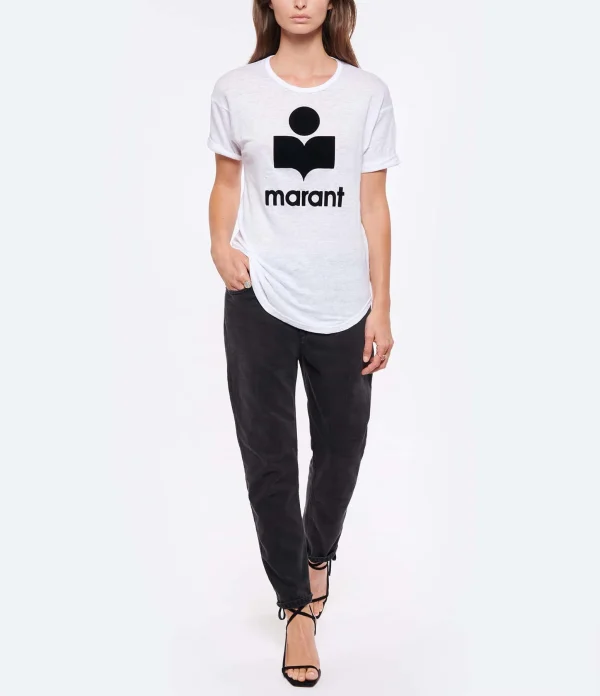 MARANT ÉTOILE Tee-shirt Koldi Lin Blanc Noir prix pas cher 5