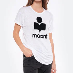 MARANT ÉTOILE Tee-shirt Koldi Lin Blanc Noir prix pas cher 12