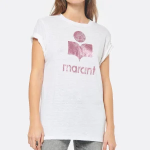 MARANT ÉTOILE Tee-shirt Zewel Lin Rose Blanc marque moins cher 8