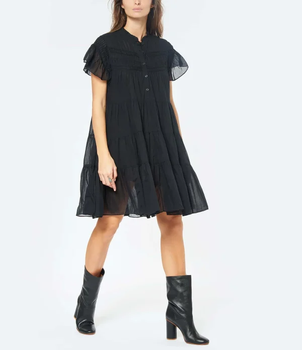 Meilleur Prix Garanti MARANT ÉTOILE Robe Lanikaye Coton Noir 6