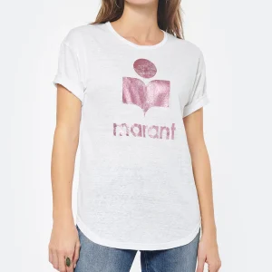 le grand escompte MARANT ÉTOILE Tee-shirt Koldi Lin Rose Blanc 11