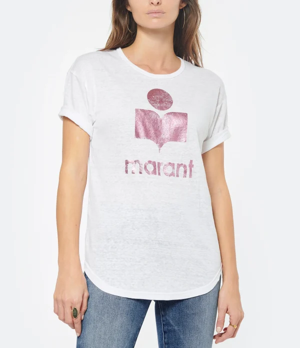 le grand escompte MARANT ÉTOILE Tee-shirt Koldi Lin Rose Blanc 4