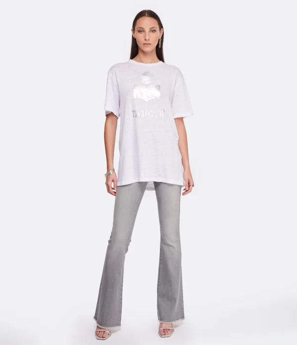 pas cher en vente MARANT ÉTOILE Tee-shirt Zewel Lin Blanc 4