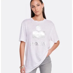 pas cher en vente MARANT ÉTOILE Tee-shirt Zewel Lin Blanc 8