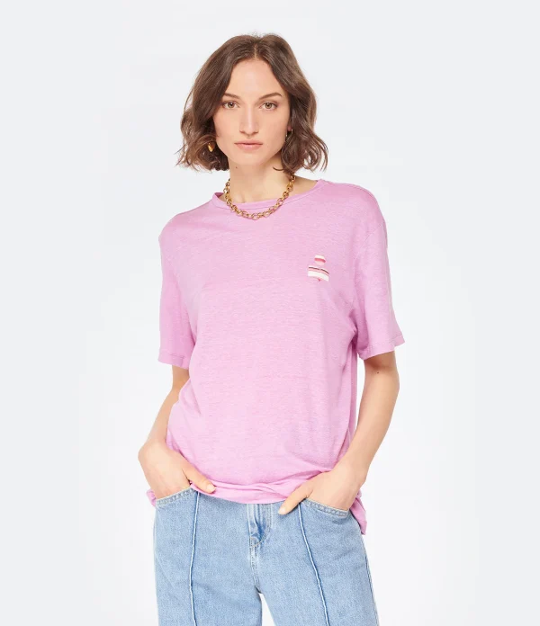 MARANT ÉTOILE Tee-shirt Zewel Lin Lilas luxe soldes 4