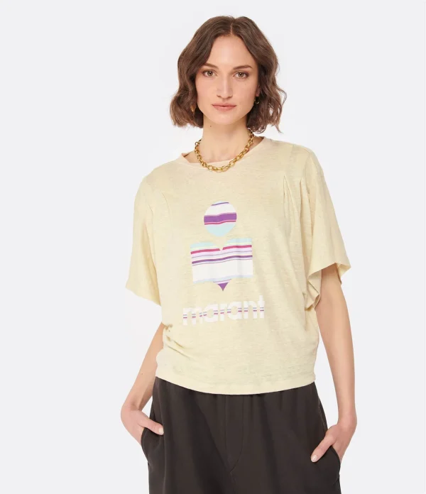 MARANT ÉTOILE Tee-shirt Kyanza Lin Écru achat pas cher 4