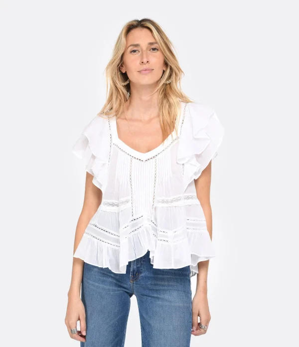 MARANT ÉTOILE Top Madrana Coton Blanc marque pas cher 4