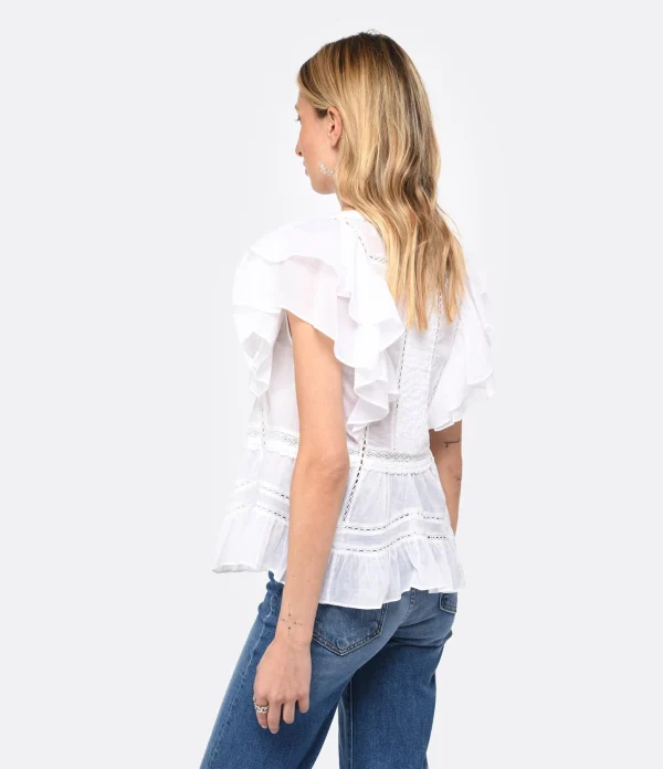 MARANT ÉTOILE Top Madrana Coton Blanc marque pas cher 5