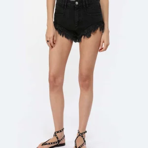 MARANT ÉTOILE Short Eneidao Coton Noir Délavé magasins pour 13