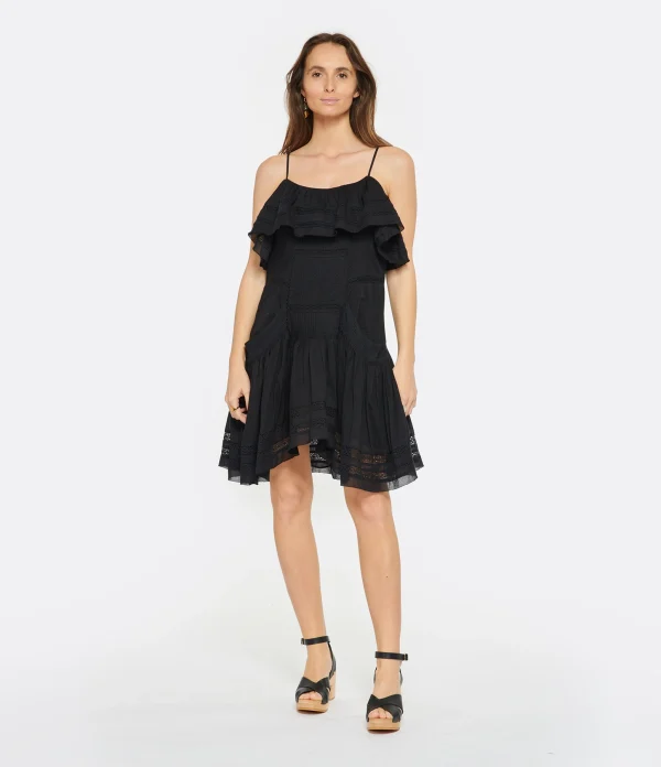 MARANT ÉTOILE Robe Moly Coton Noir Pas Cher Magasin Soldes 4