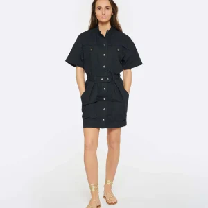 MARANT ÉTOILE Robe Rime Coton Noir Délavé marque pas cher 10