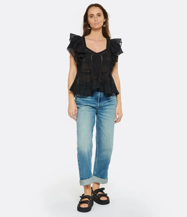 luxe soldes MARANT ÉTOILE Top Madrana Coton Noir 6