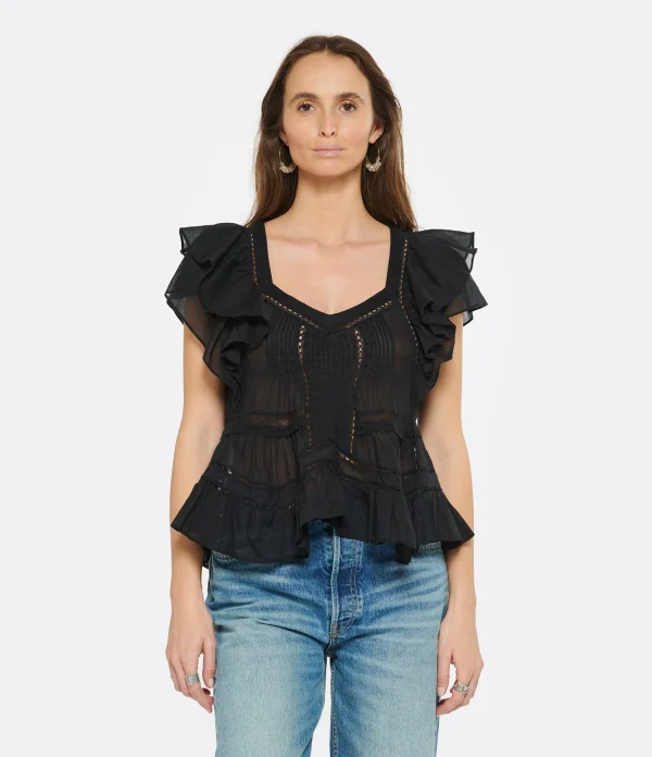 luxe soldes MARANT ÉTOILE Top Madrana Coton Noir 4