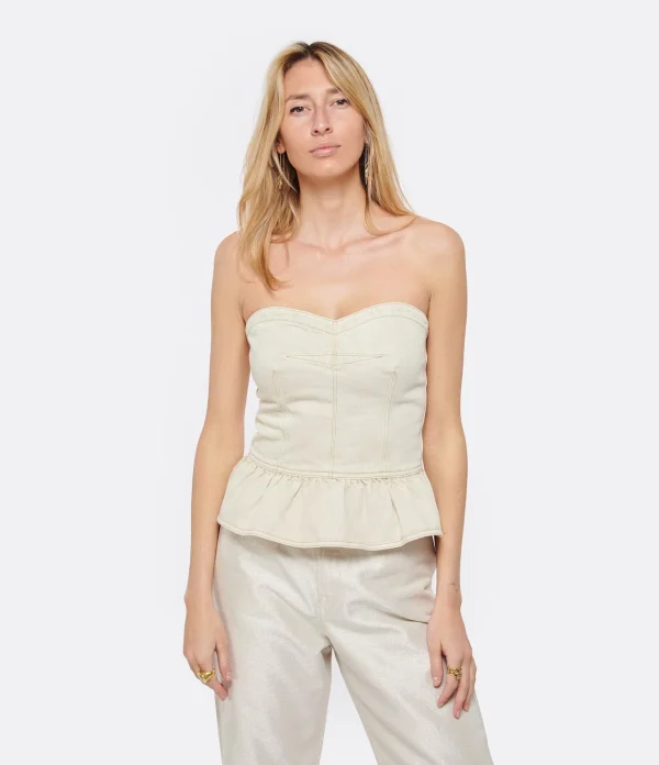 magasin pas cher MARANT ÉTOILE Top Solizinia Coton Écru 3