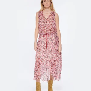 MARANT ÉTOILE Robe Longue Fadelo Imprimé Framboise Écru haute qualité 10