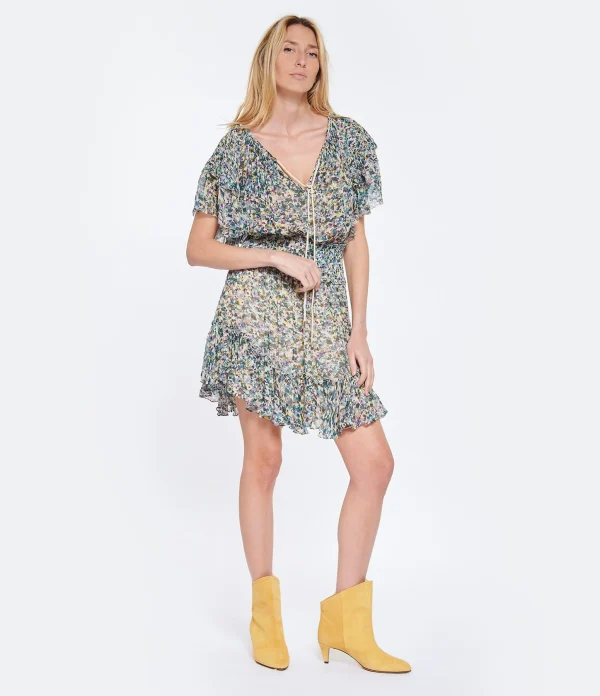 Livraison rapide MARANT ÉTOILE Robe Florise Imprimé Vert Écru 4