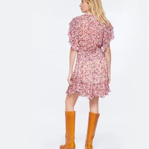 MARANT ÉTOILE Robe Florise Imprimé Framboise Écru Prestation Et Rapide 12