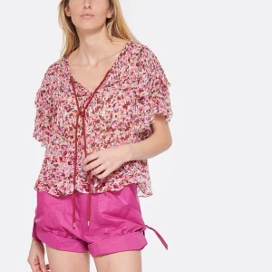 MARANT ÉTOILE Top Fapani Imprimé Framboise Écru soldes en ligne 11