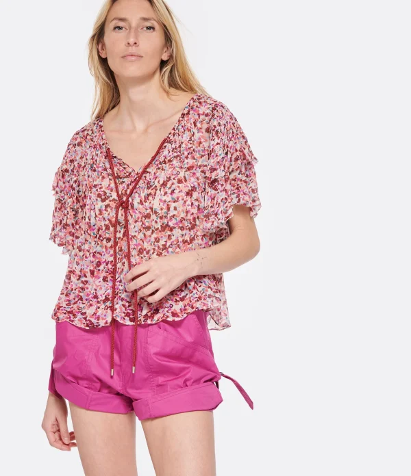 MARANT ÉTOILE Top Fapani Imprimé Framboise Écru soldes en ligne 4